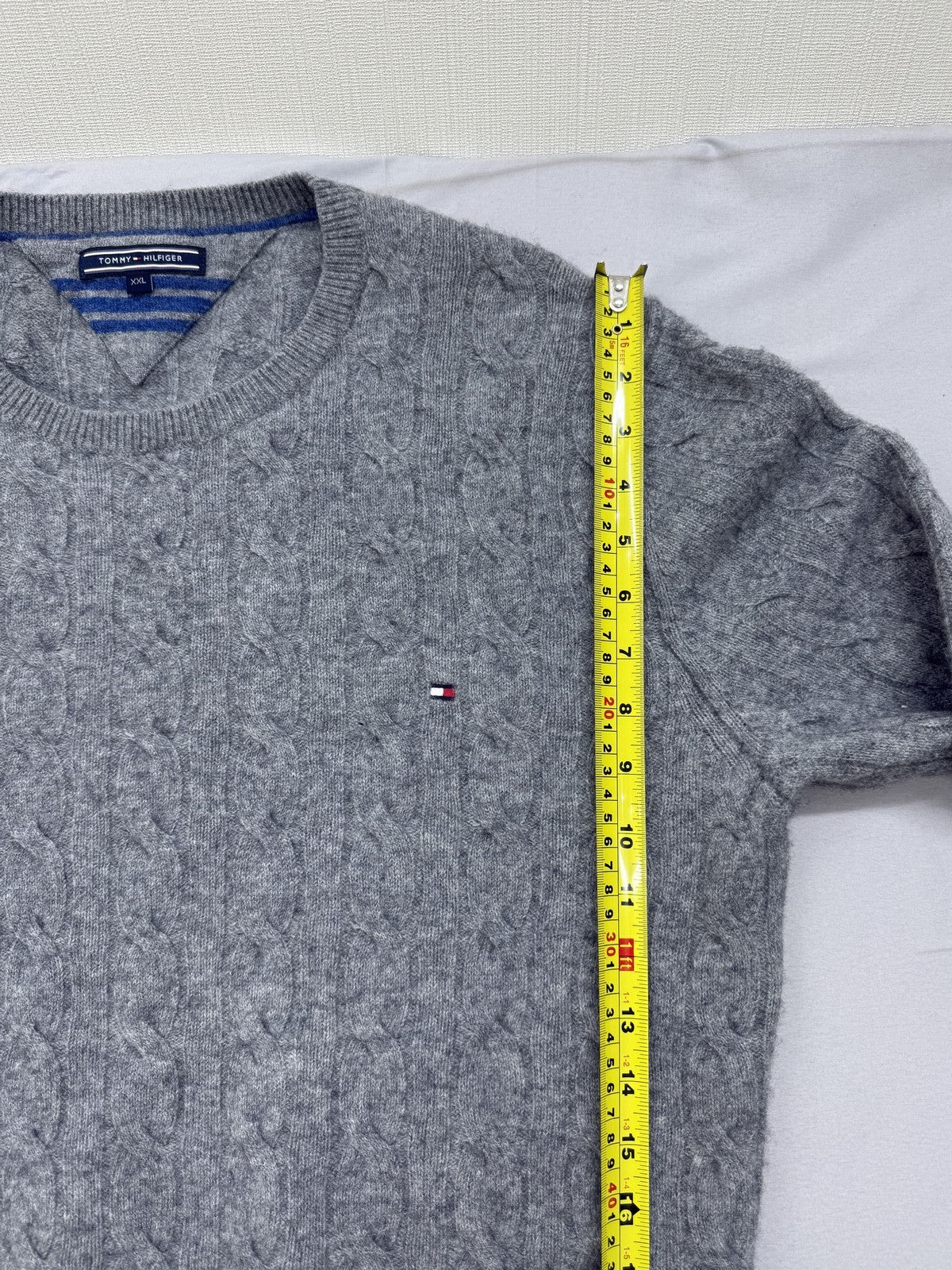 Tommy Hilfiger Cable Knit Crewneck Sweater Men's XXL Grey