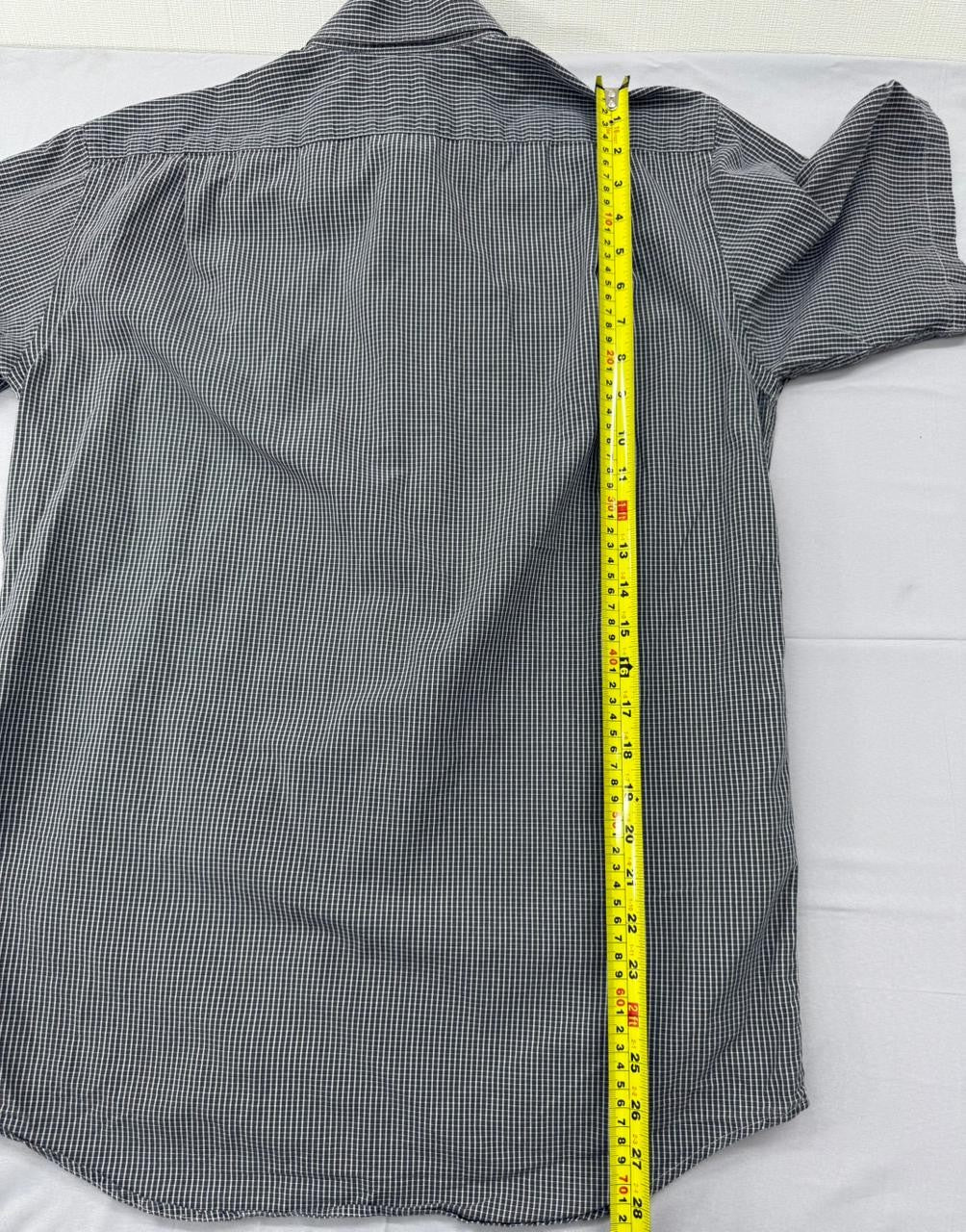 Lacoste Men's Gray Gingham Short Sleeve Cotton Button Down Shirt