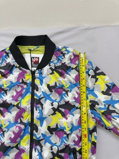 Trussardi Jeans Men's Multicolor Shark Print Bomber Jacket Zip Reg
