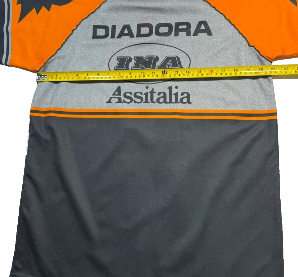Diadora As Roma 1990S Grey Orange Training Shirt Ina Assitalia Logo L