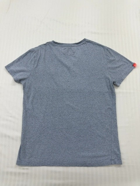 Superdry Men's Dark Grey Marl V-Neck T-Shirt Size L Vintage Slim