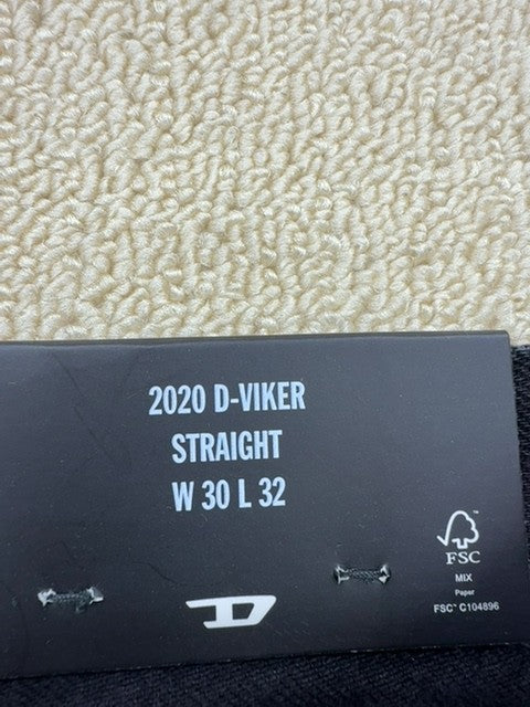 Diesel 2020 D-Viker Straight Jeans Black 30x32 Regular Fit