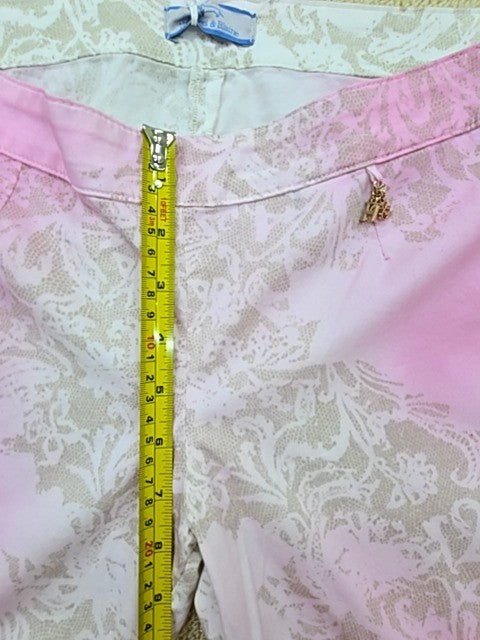Harmont & Blaine Pink Floral Chinos Women's Tapered Italy Cotton Leather Size 42
