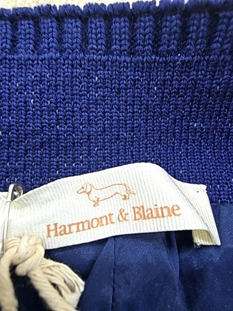 Harmont & Blaine Navy Slim Fit Cotton Pants Embroidered Dog Logo Italy