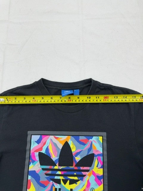 Adidas Men's Black Streetwear Graphic T-Shirt S 3-Stripes Cotton
