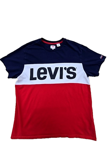 Levi's Men's L Navy White Red Stripe Short Sleeve Cotton T-Shirt Relaxed