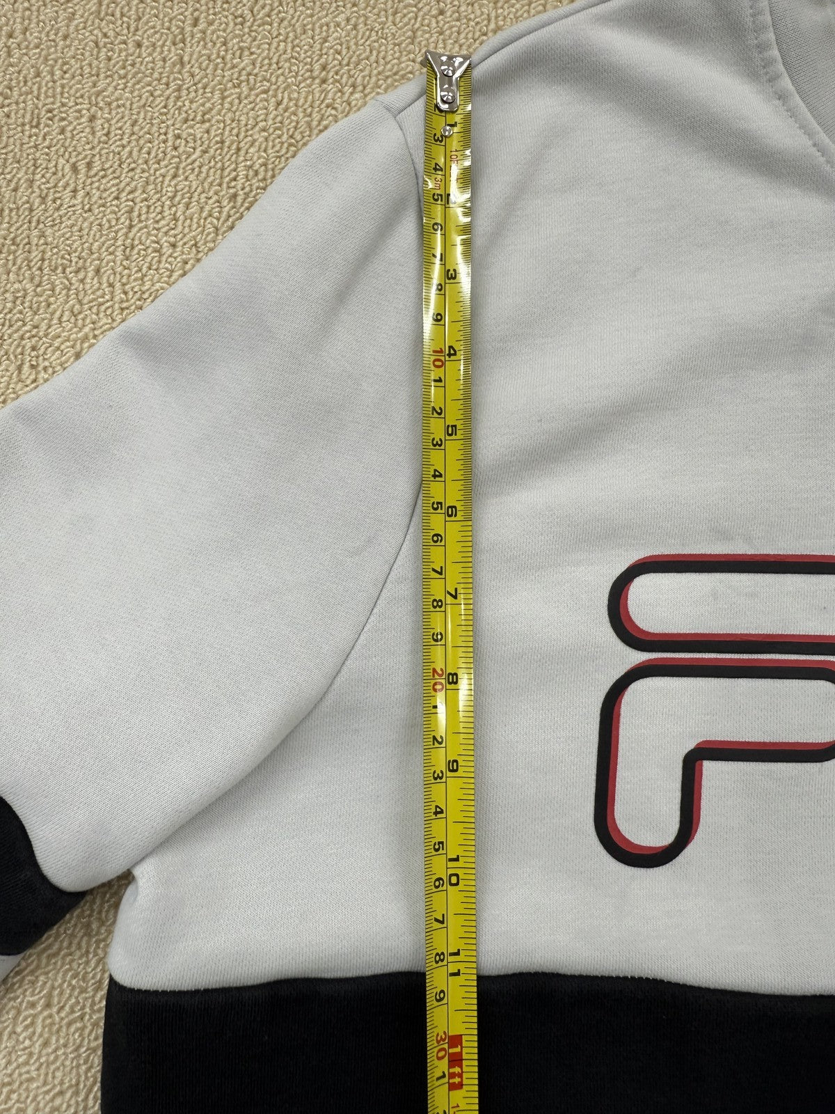 Fila Men's Black White Crewneck Pullover Sweatshirt Color Block Logo
