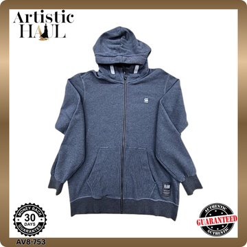 G-Star Raw Men's Gray Zip Up Hoodie Cotton Blend M Relaxed