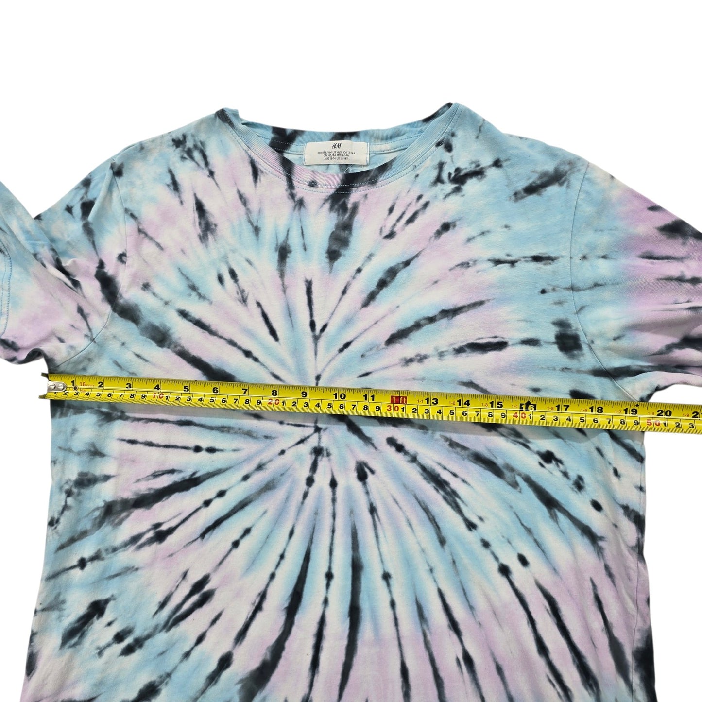 H&M Kids Tie-Dye Spiral T-Shirt Blue Pink Black Size 16/18