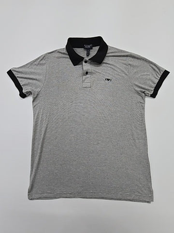 Armani Jeans Men Gray Polo Button Front Size M Classic Logo Cotton Knit