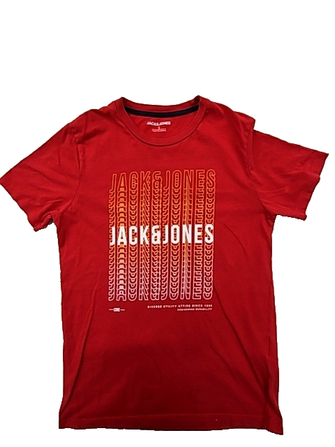 Jack & Jones Red Short Sleeve Men's T-Shirt S Cotton Crew Neck