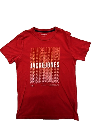 Jack & Jones Red Short Sleeve Men's T-Shirt S Cotton Crew Neck