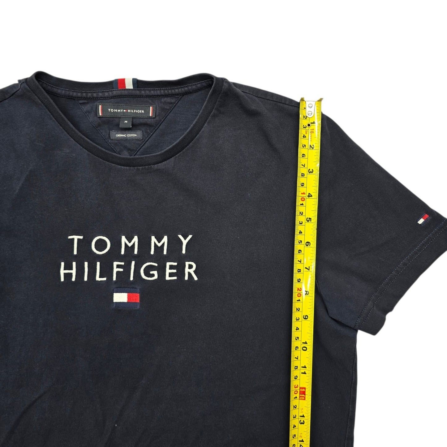 Tommy Hilfiger Men's Navy T-Shirt – Size M, Crew Neck, Cotton