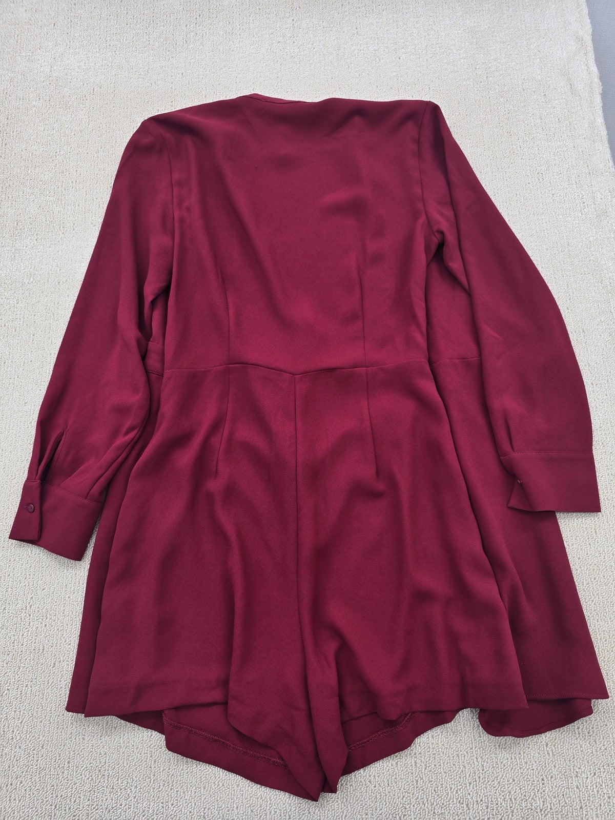 Koton Women's Burgundy Wrap Wide Leg Jumpsuit Size 40 Long Sleeve