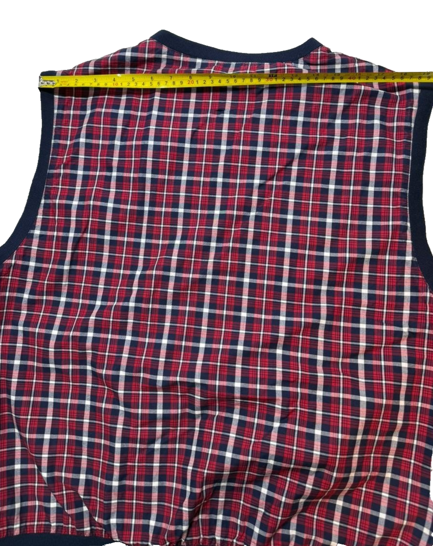 Polo Golf Ralph Lauren Men's Plaid Sleeveless Vest Red Navy Check L