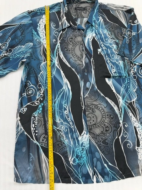 Chicago Men's Paisley Camp Collar Button-Down Shirt XL