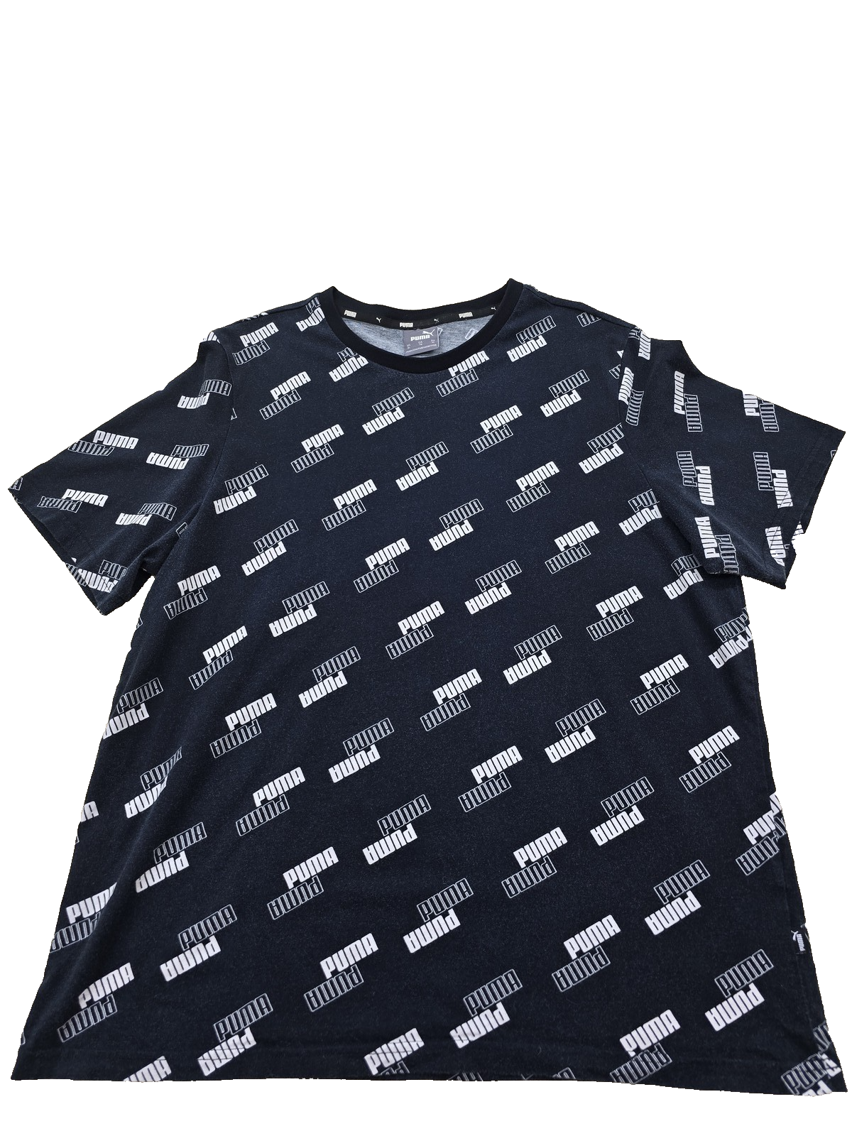 Puma Men's XL Black Brand Love All-Over Logo Print T-Shirt Cotton