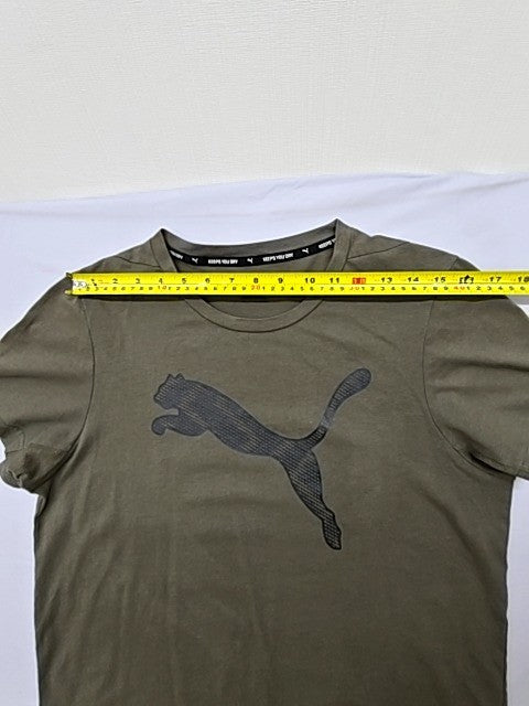 Puma Men's Green Logo T-Shirt Size M Regular Fit Crew Neck