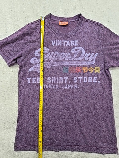 Superdry Vintage Logo Tokyo Men's L Purple Graphic Crewneck T-Shirt