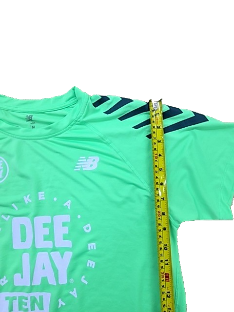 New Balance Men's Green Striped Running T-Shirt Size M Short Sleeve