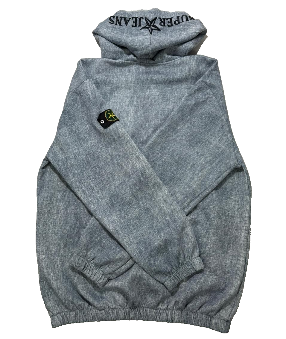Super Jeans Flex-Style Grey Zip Up Hoodie Jacket Men's Casual XXL