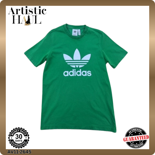 Adidas Men's Green T-Shirt – Size M, Short Sleeve, Cotton