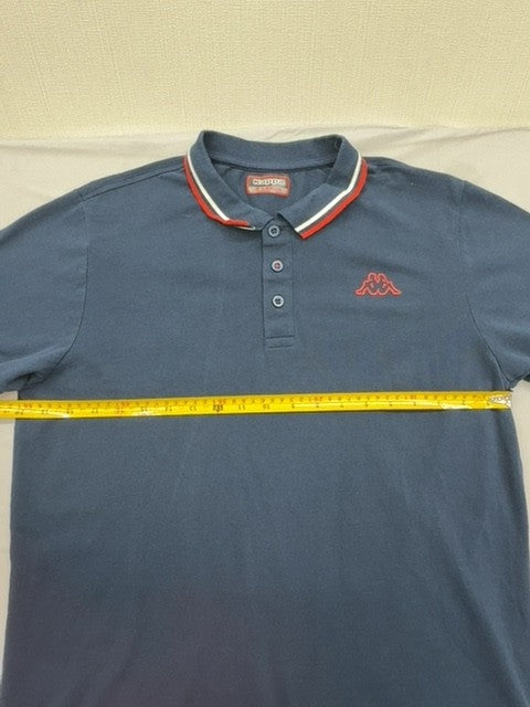 Kappa Men's Navy Polo Shirt XL Short Sleeve Red White Trim Cotton