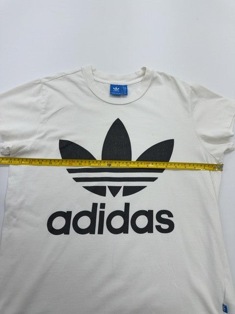 Adidas Boys White Logo Graphic T-Shirt Size 10S Regular Fit