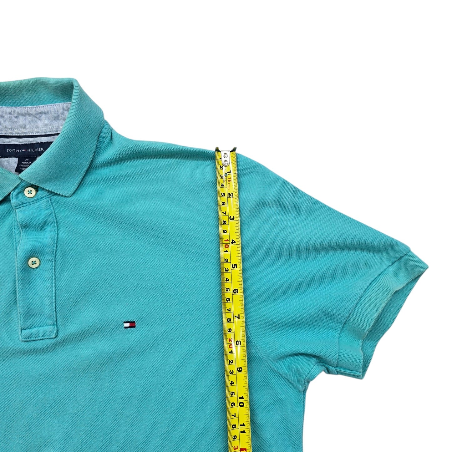 Tommy Hilfiger Men’s Turquoise Cotton Pique Polo Shirt M Classic Logo