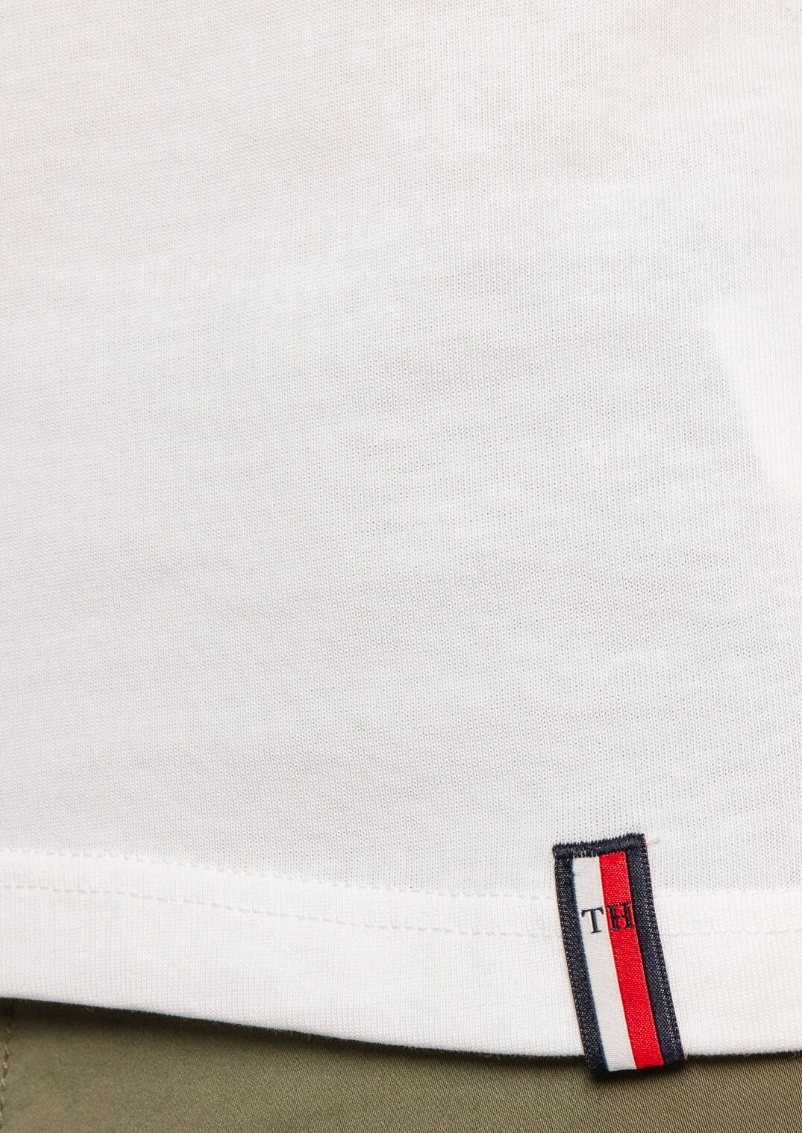 Tommy Hilfiger Men's White T-Shirt Size L Embroidered Logo Mcmlxxxv Casual Tee