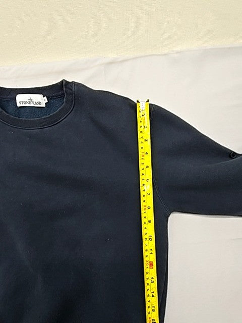 Stone Island Navy Crewneck Sweatshirt Raglan Organic Cotton Fleece Men's