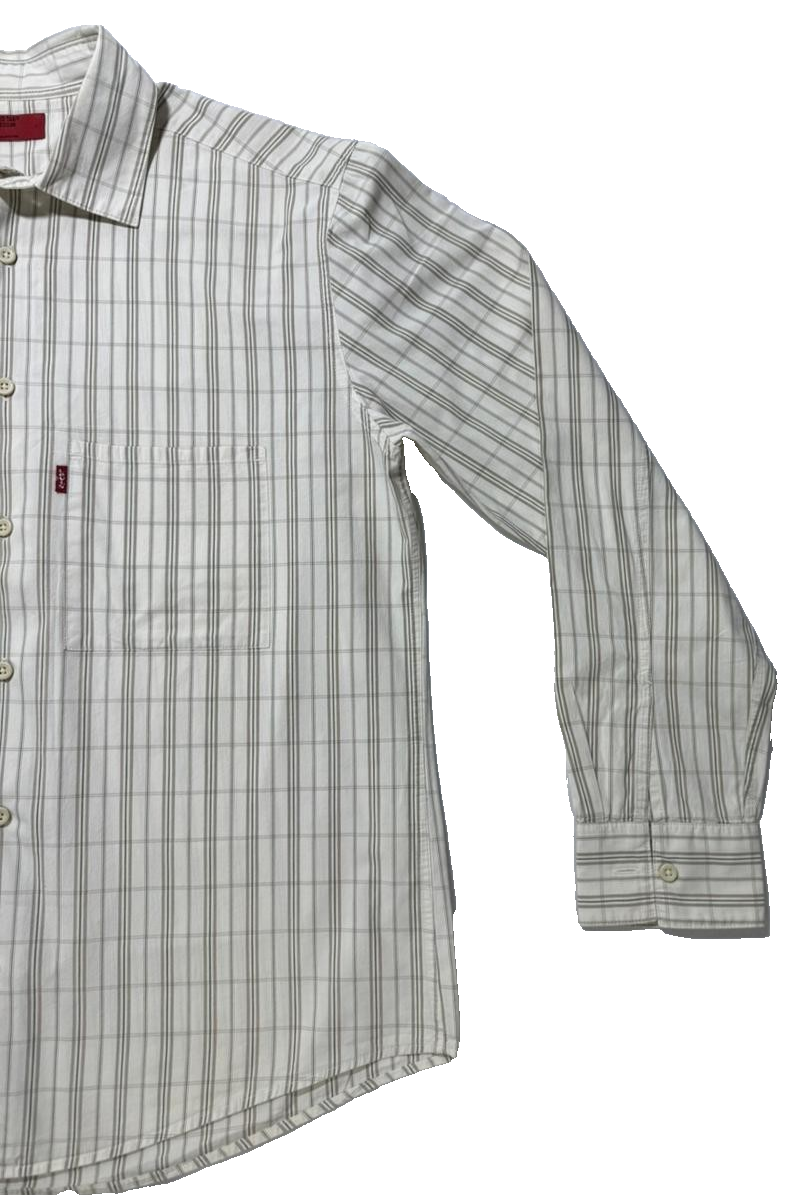Levi'S Men's Classic One-Pocket Standard Shirt In A White, Green, And Gray Plaid