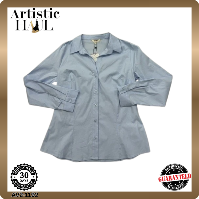 Koton Light Blue Long Sleeve Cotton Blend Button-Down Shirt EU 42 Women