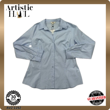 Koton Light Blue Long Sleeve Cotton Blend Button-Down Shirt EU 42 Women