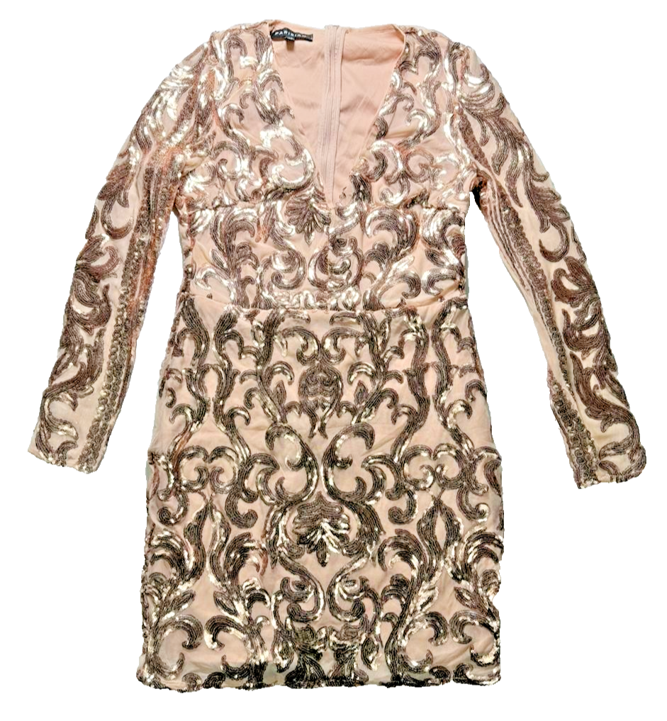 Parisian Rose Gold Sequin Dress - Size 8