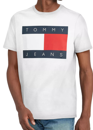 Tommy Jeans Off-White Flag Logo Graphic T-Shirt Unisex Size L