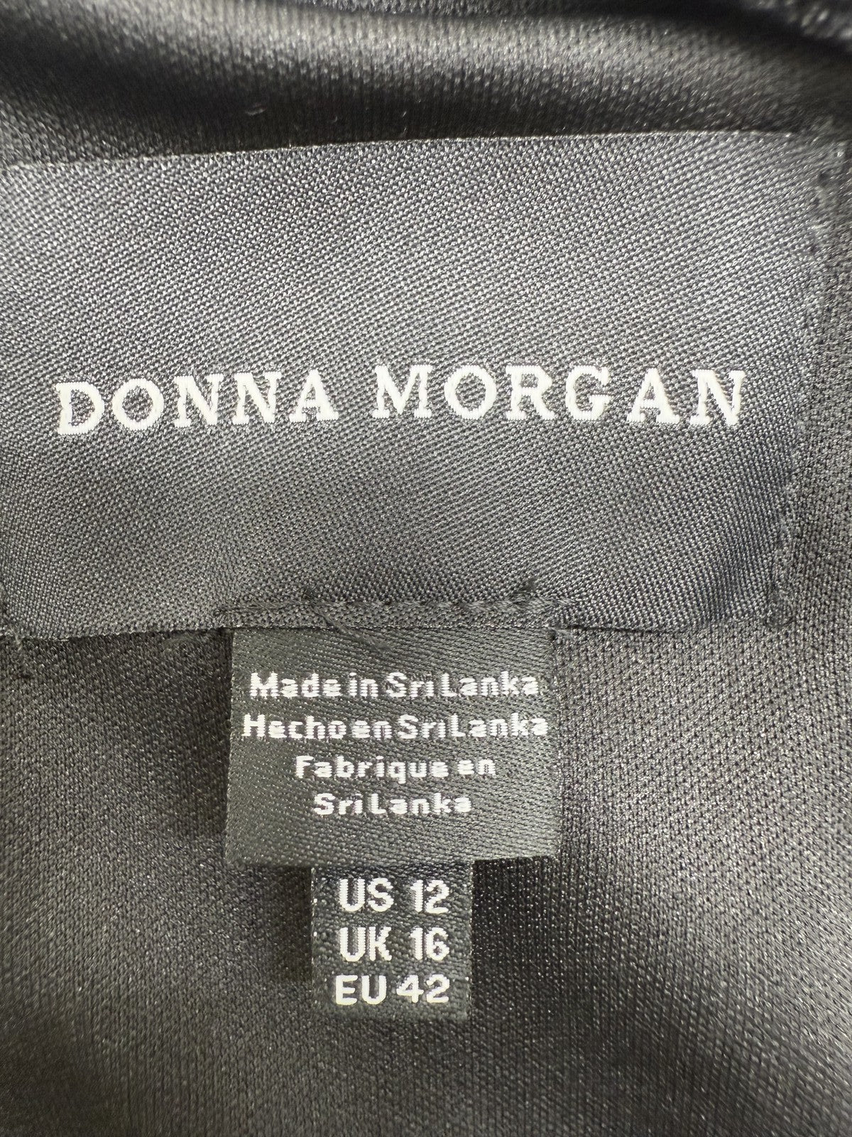 Donna Morgan Black Velvet V-Neck Long Bishop Sleeve Dress Sz 12