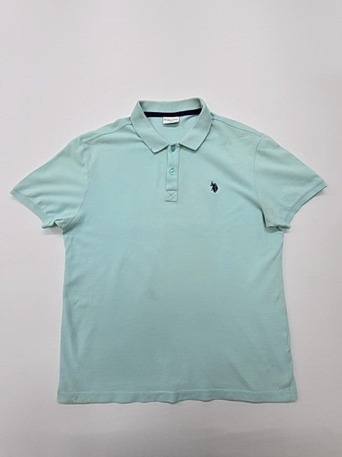 U.S. Polo Assn Men Light Blue Cotton Polo Shirt Size L Regular