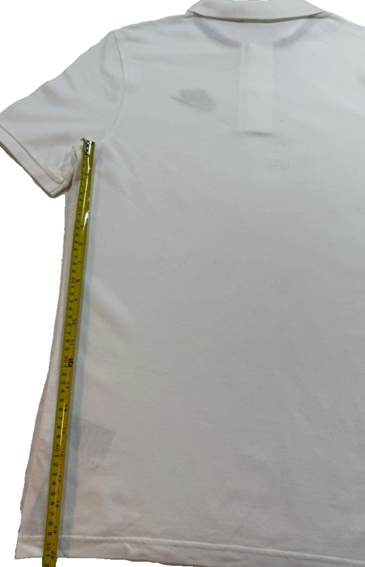 Nike Men's White V-Neck Polo Shirt With Gold Embroidered Logo Size M
