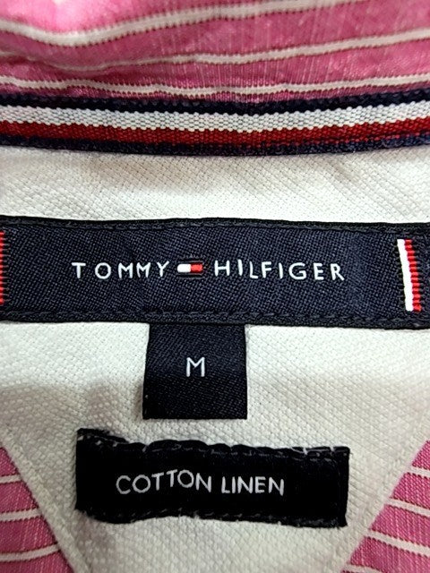 Tommy Hilfiger Men's Pink Stripe Short Sleeve Shirt Size M
