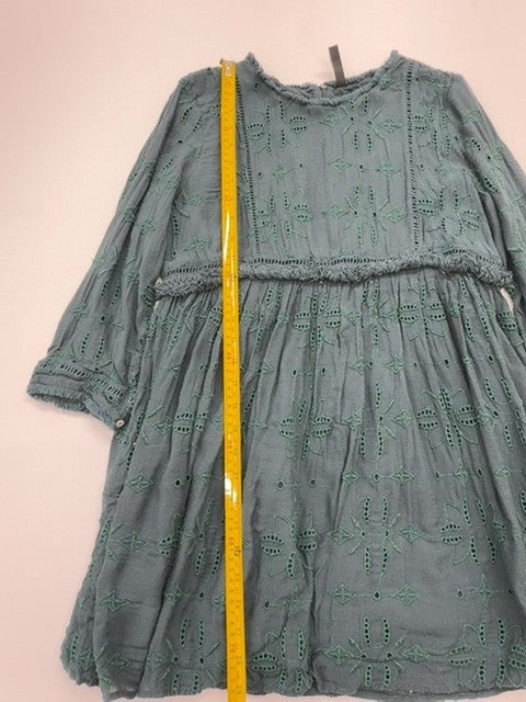 t.r.f Girls Teal Eyelet Knee-Length Dress Size L