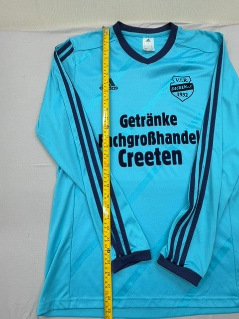 Adidas Men's Light Blue Striped Long Sleeve Jersey L V-Neck