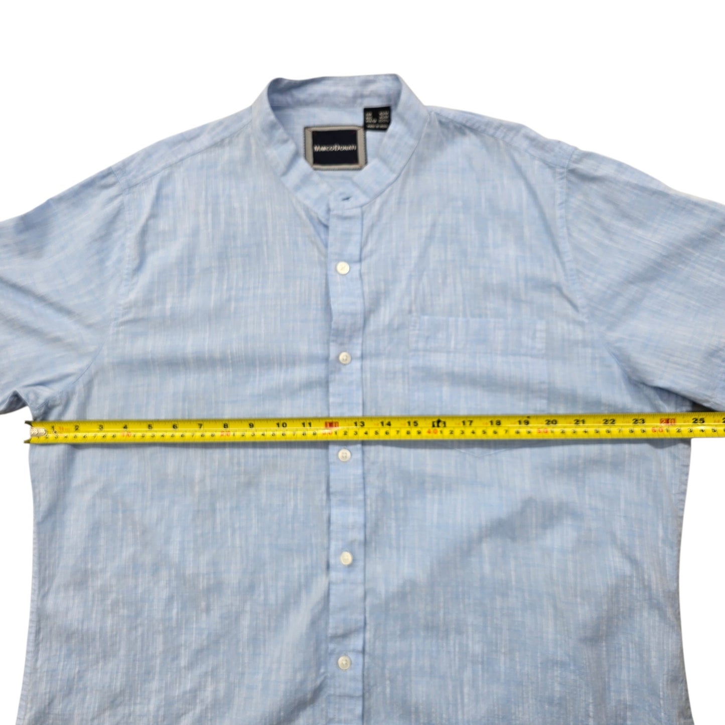 Marco Donati Men's Light Blue Short Sleeve Mandarin Collar Shirt 17/17.5