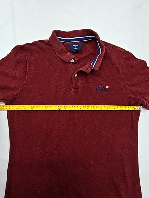 Superdry Men's Burgundy L Short Sleeve Polo Shirt Embroidered Logo