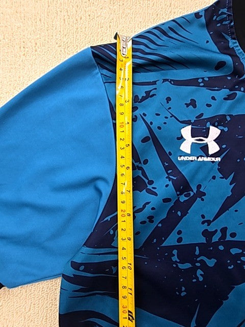Under Armour Men's Blue Abstract Mesh Short Sleeve Jersey Crewneck