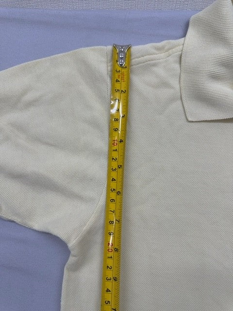 Lacoste Men's Cream Short Sleeve Polo Shirt Vintage France Croc Logo