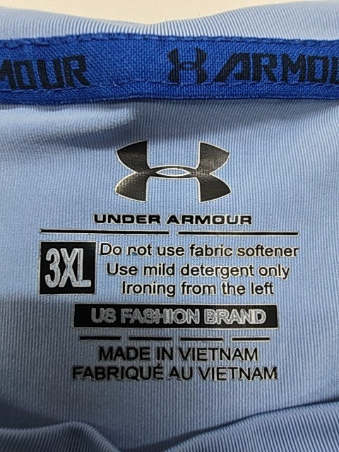 Under Armour Men Light Blue HeatGear T-Shirt 3XL Graphic Logo Regular Fit