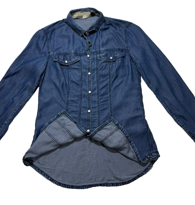 Burberry Brit Blue Denim Button Front Shirt | Size: XS
