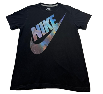 Nike Men'S Black Galaxy Swoosh Graphic T-Shirt Slim Fit Short Sleeve Size M