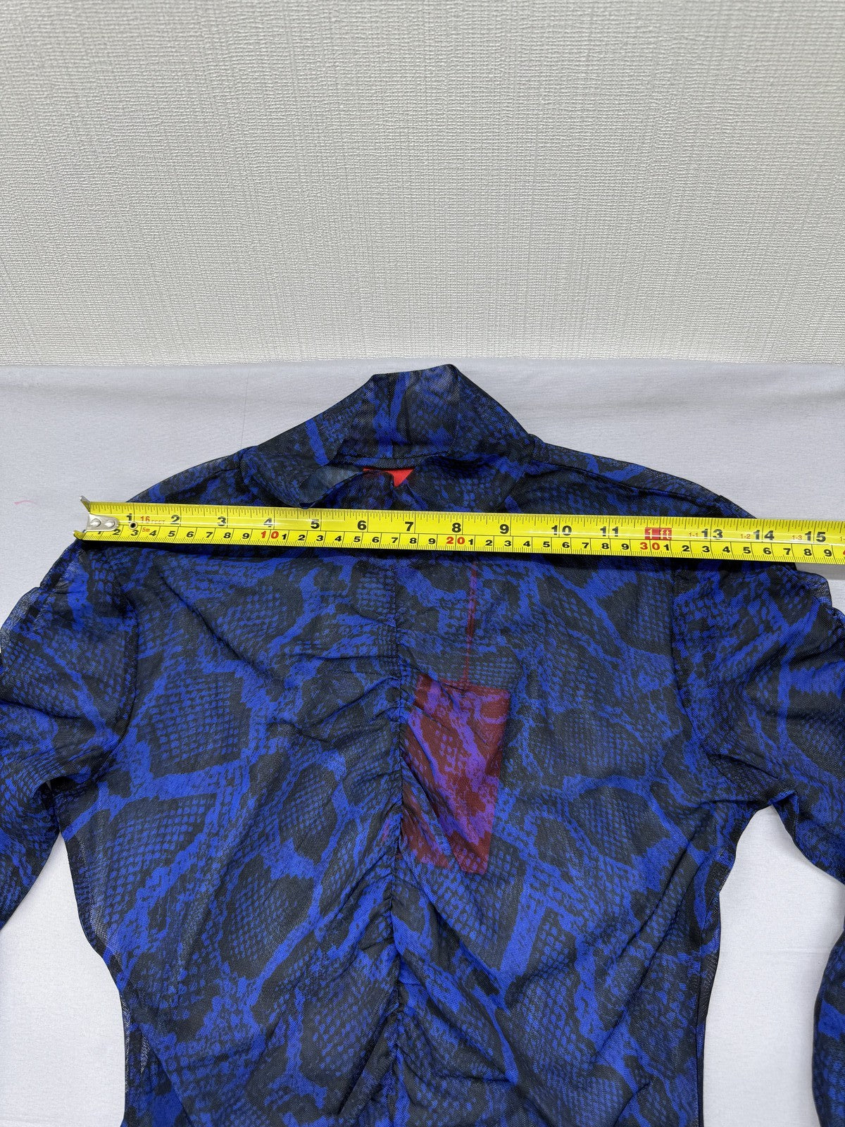 Hugo Boss Blue Snakeskin Mesh Long Sleeve Blouse S Women